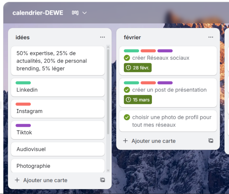calendrier trello